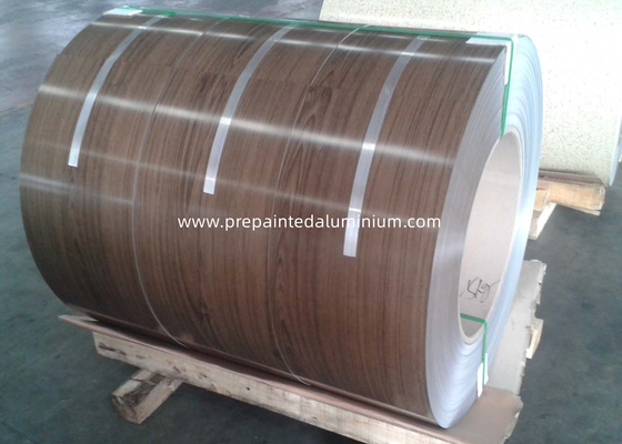AA3003 3015 H24 온화 목재 곡물 색상 코팅 알루미늄 코일 생산용 PVDF 코팅 알루미늄 지붕